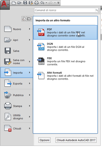 Importare PDF in AutoCAD