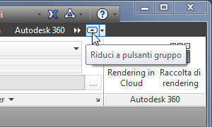 Cliccare il pulsante di AutoCAD indicato per ridurre l'ingombro della barra